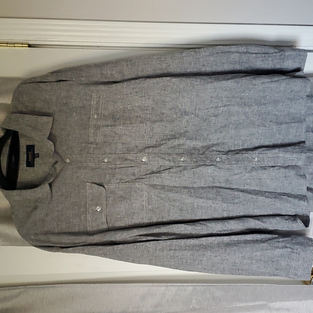 Heathered Grey Casual Button Up
